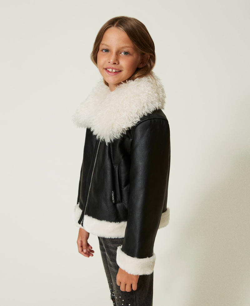 Jacket with faux fur Black Girl 232GJ2083-02