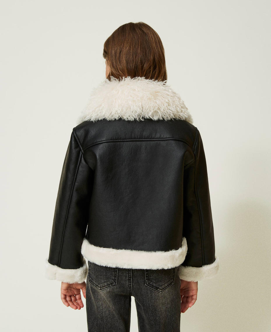 Jacket with faux fur Black Girl 232GJ2083-03