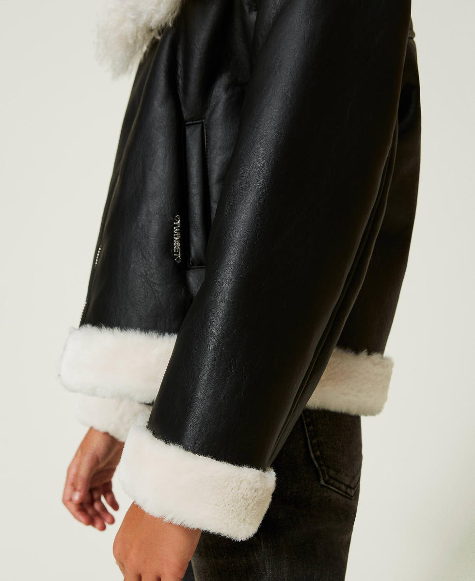 Jacket with faux fur Girl, Black | TWINSET Milano