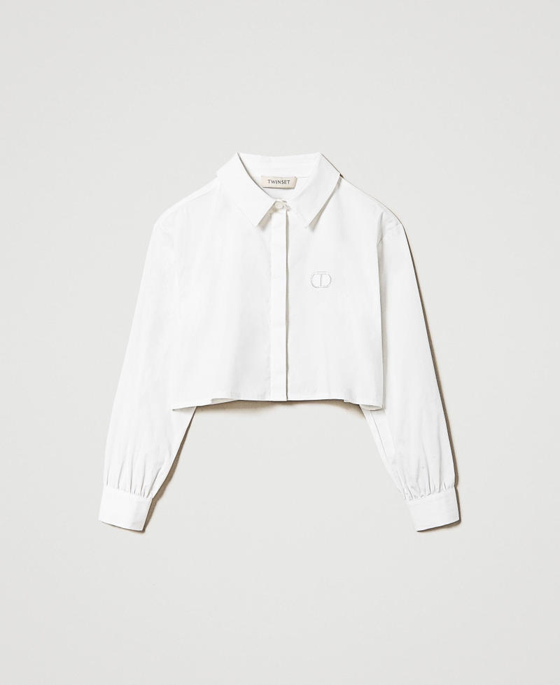 Camicia boxy in popeline Off White Bambina 232GJ2100_00526_0S