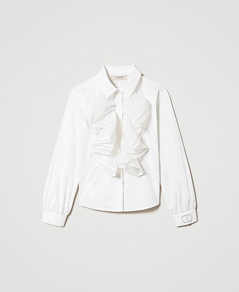 Camicia in popeline con balze
