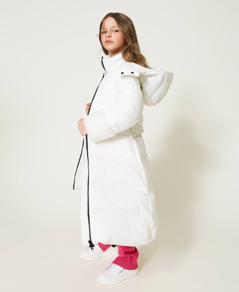 Long puffer jacket with faux fur White Snow Girl 232GJ2111_00282_05
