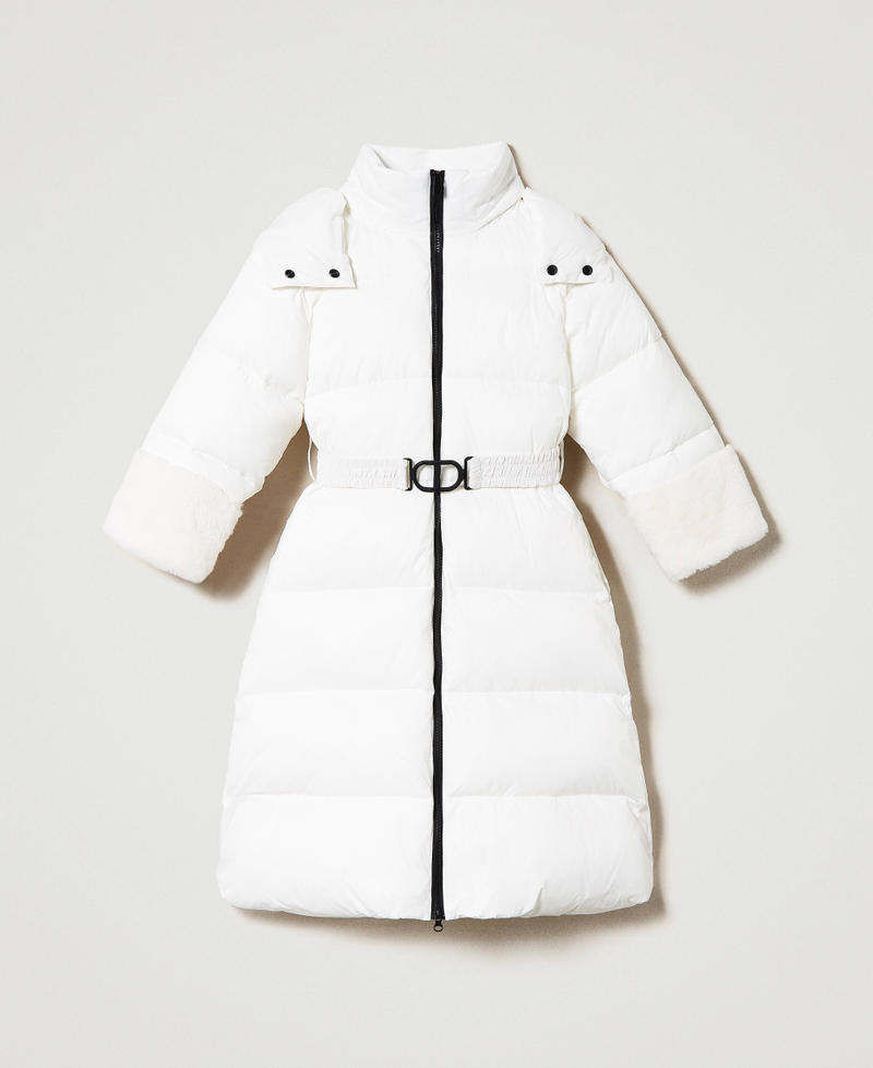 Long puffer jacket with faux fur White Snow Girl 232GJ2111_00282_S0