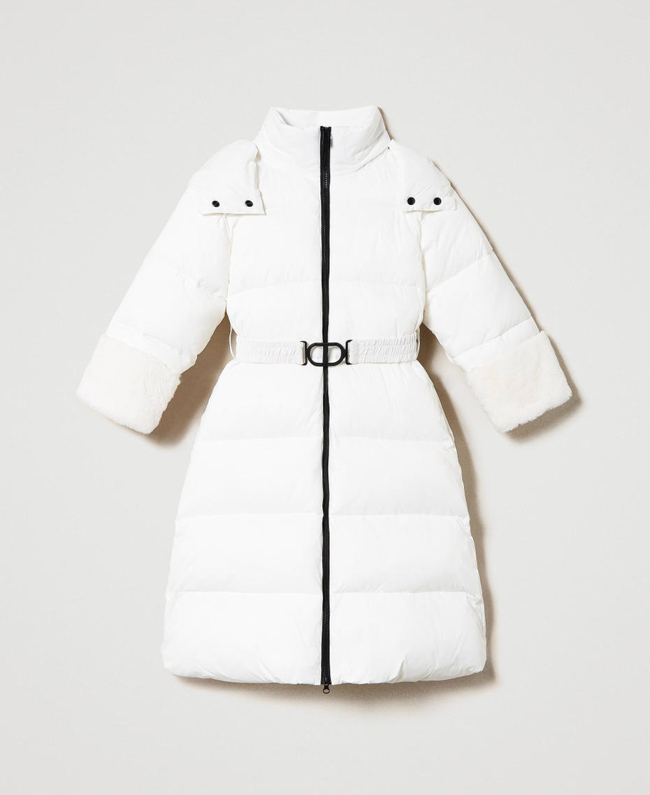 Long puffer jacket with faux fur White Snow Girl 232GJ2111_00282_S0