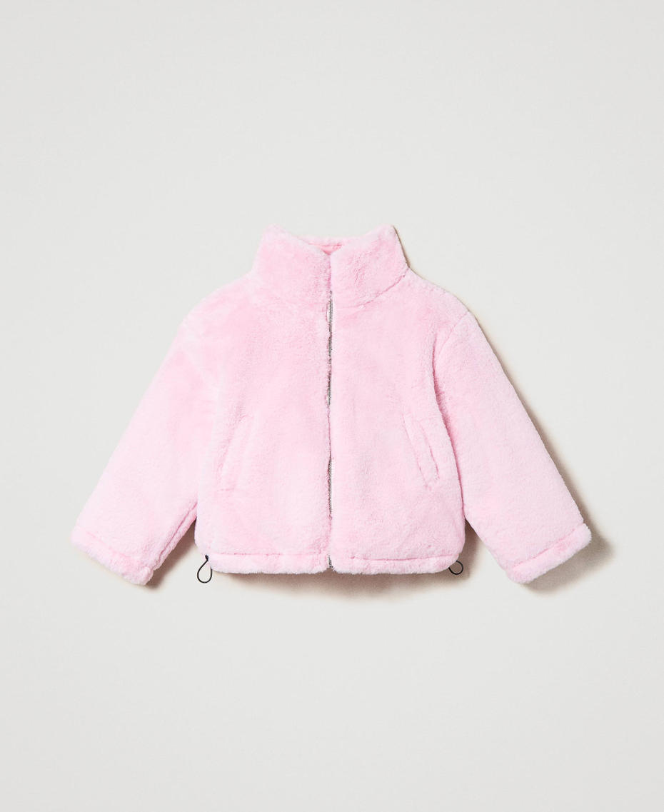 Reversible puffer jacket with faux fur