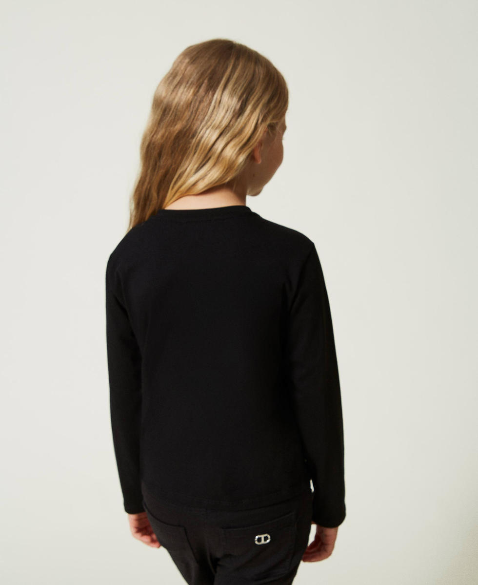 Shirt aus Jersey und T&uuml;ll mit Print
