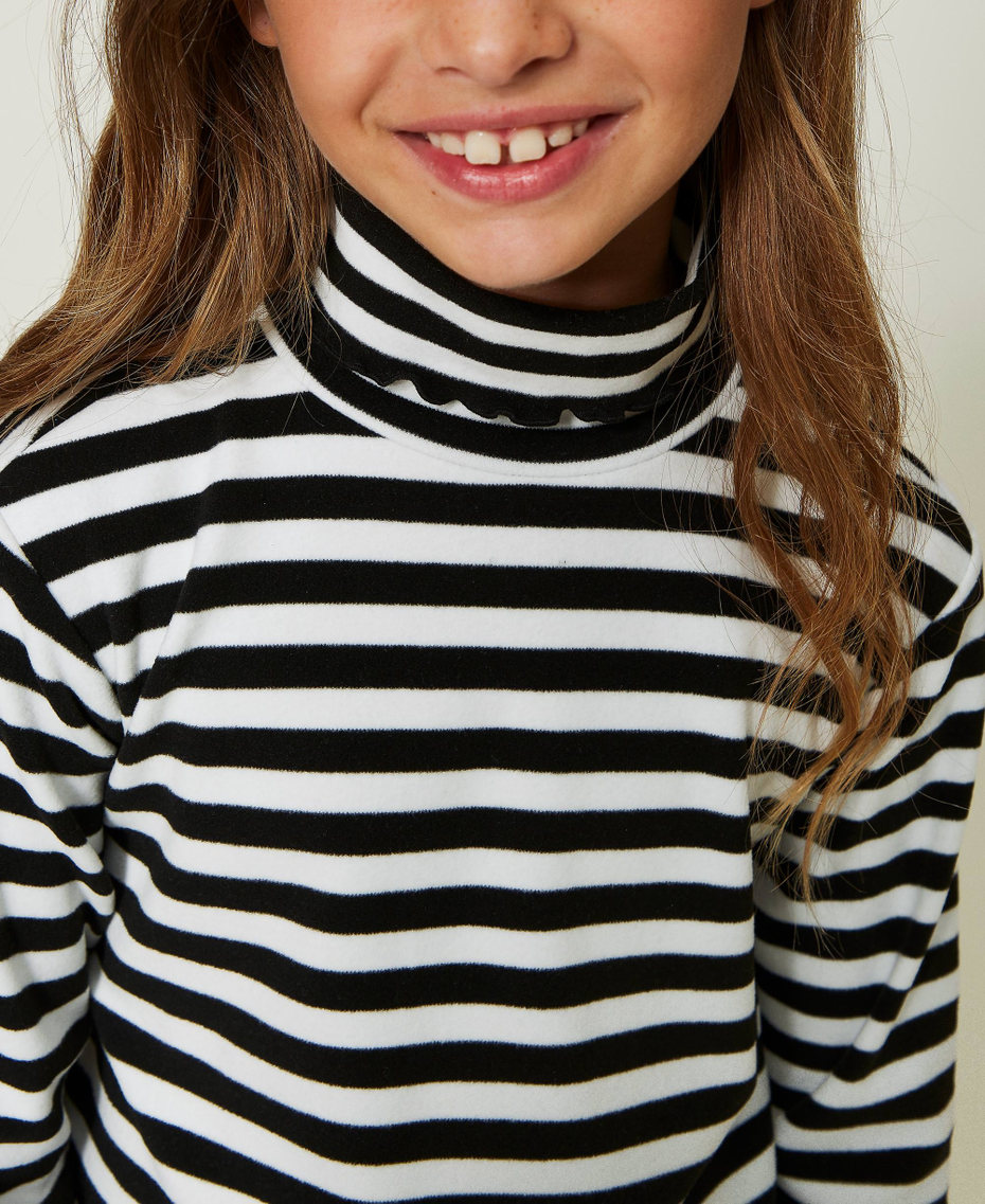 Striped turtleneck jumper Two-tone Black / Off White Stripe Girl 232GJ2157-04