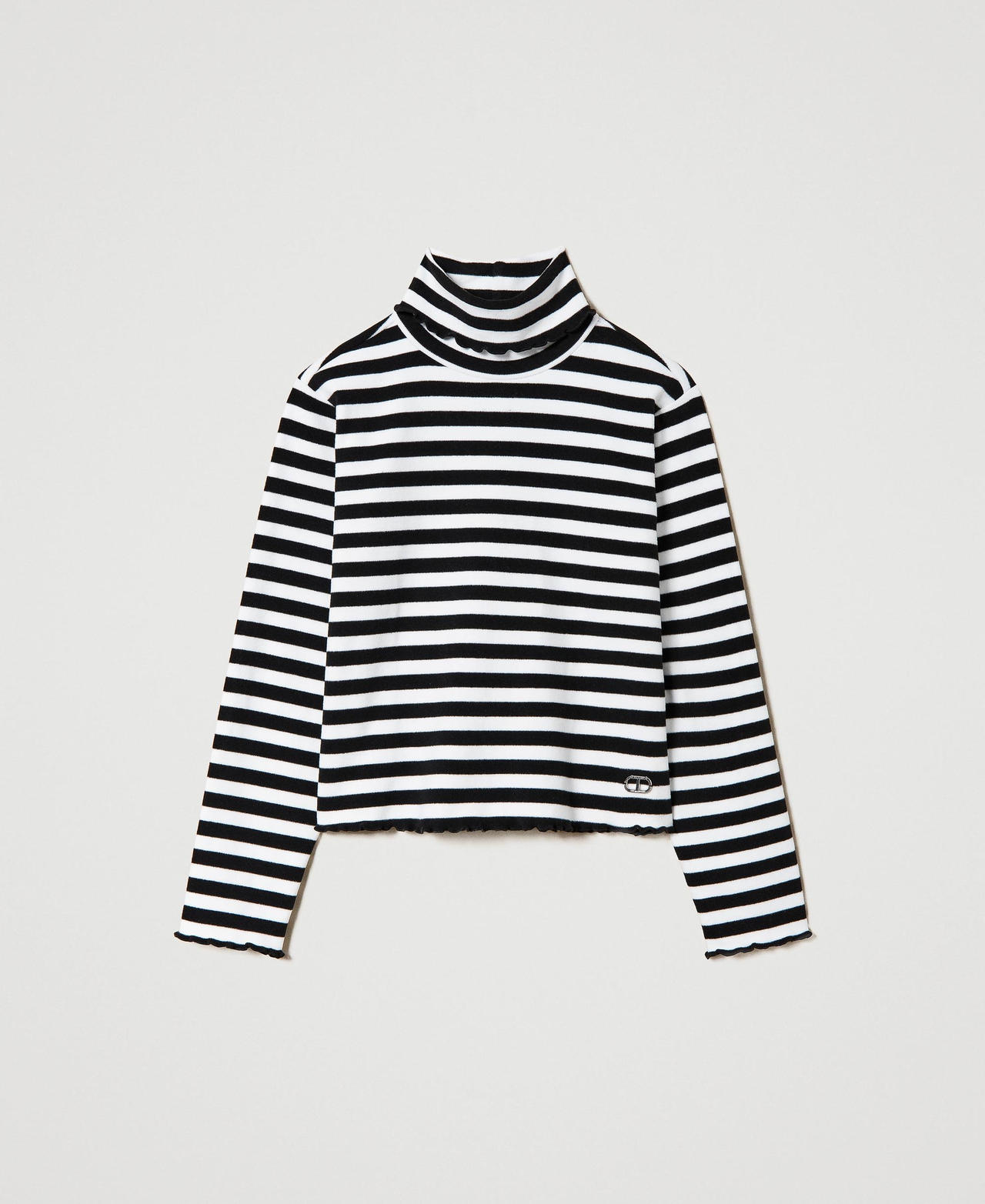 Striped turtleneck jumper Two-tone Black / Off White Stripe Girl 232GJ2157-0S