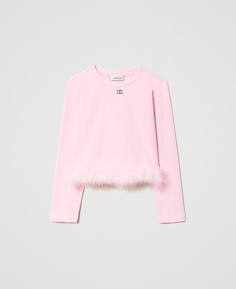 Jersey t-shirt with feathers