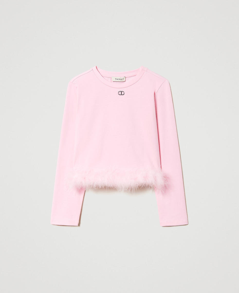 Jersey t-shirt with feathers