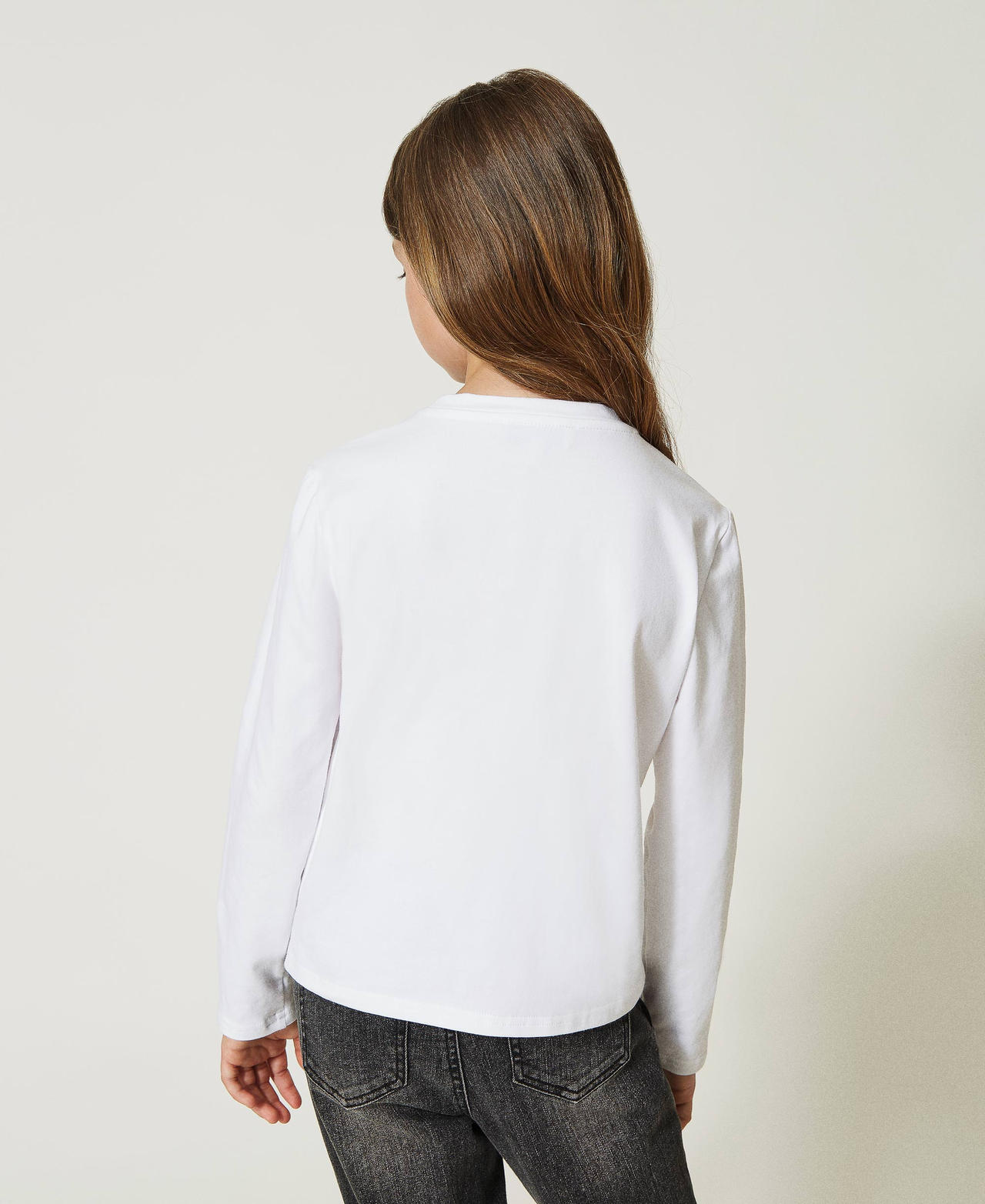 T-shirt con logo e strass