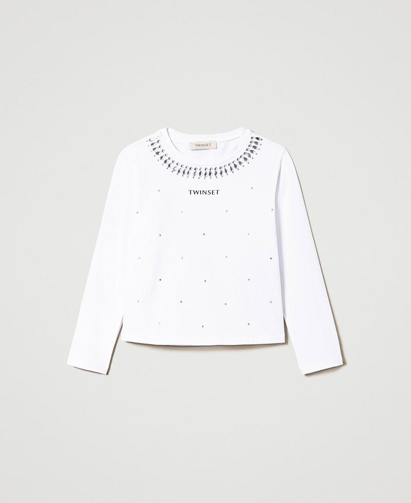 T-shirt avec logo et strass Niña, Blanco | TWINSET Milano