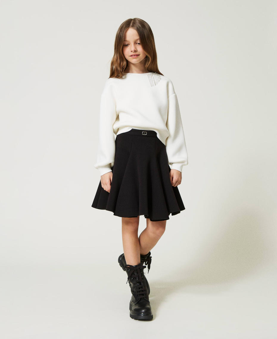 Scuba godet skirt Black Girl 232GJ2171_00006_01