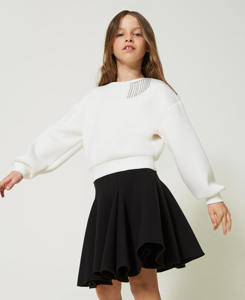 Scuba godet skirt Black Girl 232GJ2171_00006_02