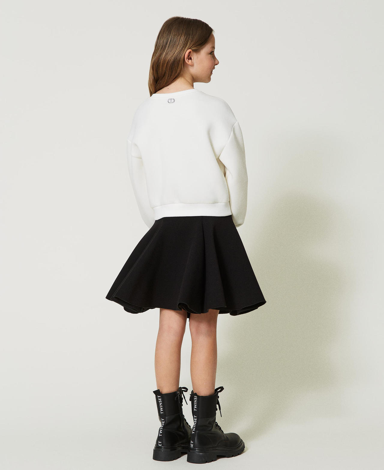 Scuba godet skirt Black Girl 232GJ2171_00006_03