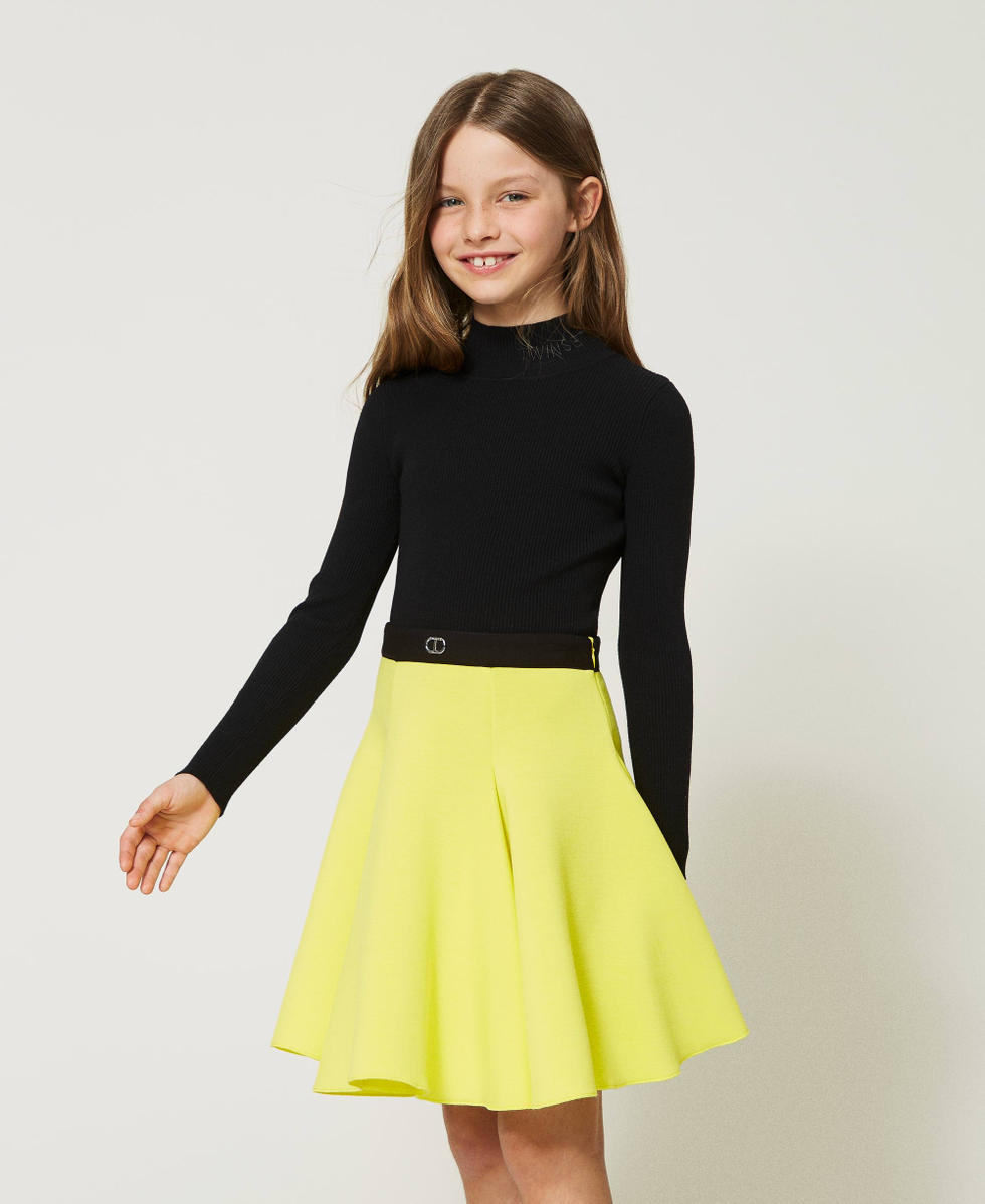 Gonna a godet in tessuto scuba Bambina Giallo TWINSET Milano