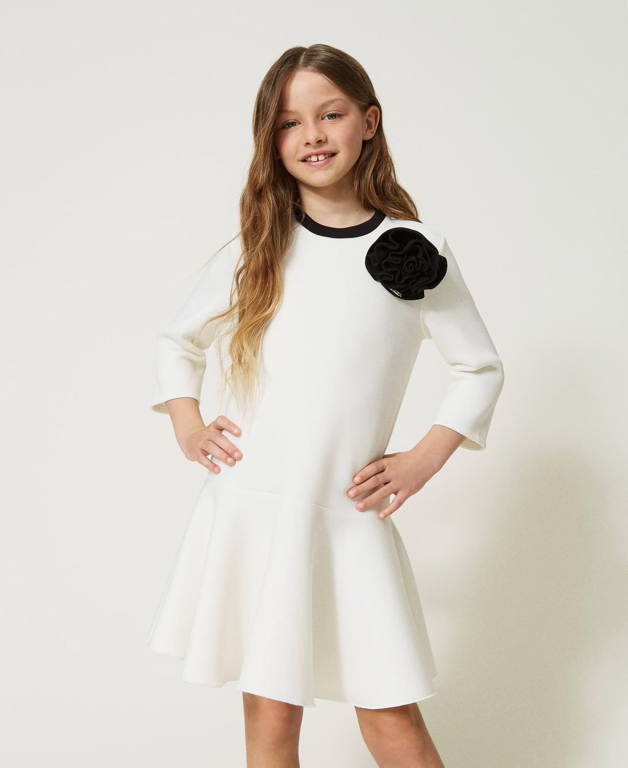 Black and white scuba dress top