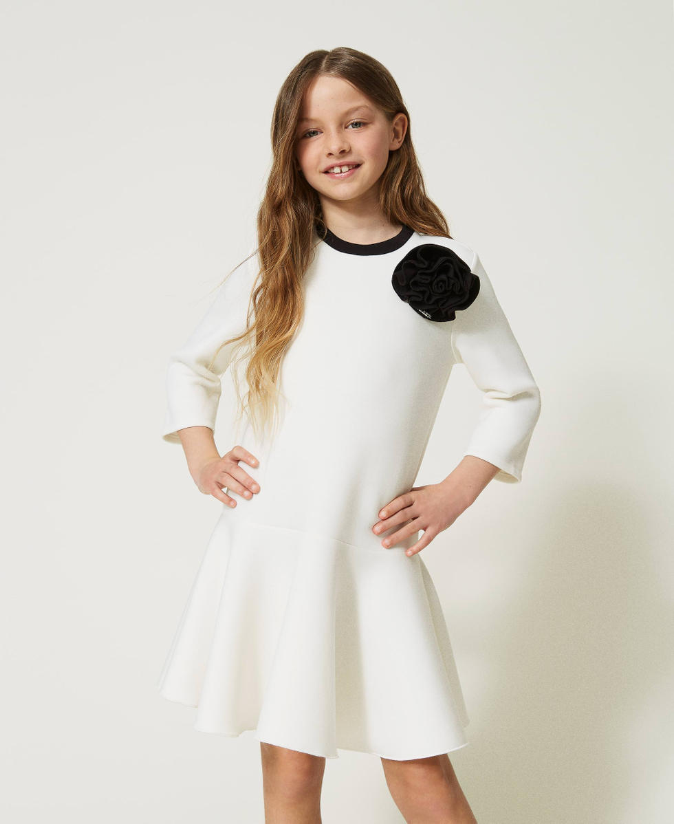 Abito corto in tessuto scuba con fiore Bambina Fantasia TWINSET Milano