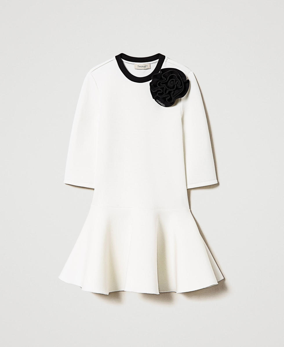 Short scuba dress with flower Girl, Patterned | TWINSET Milano
