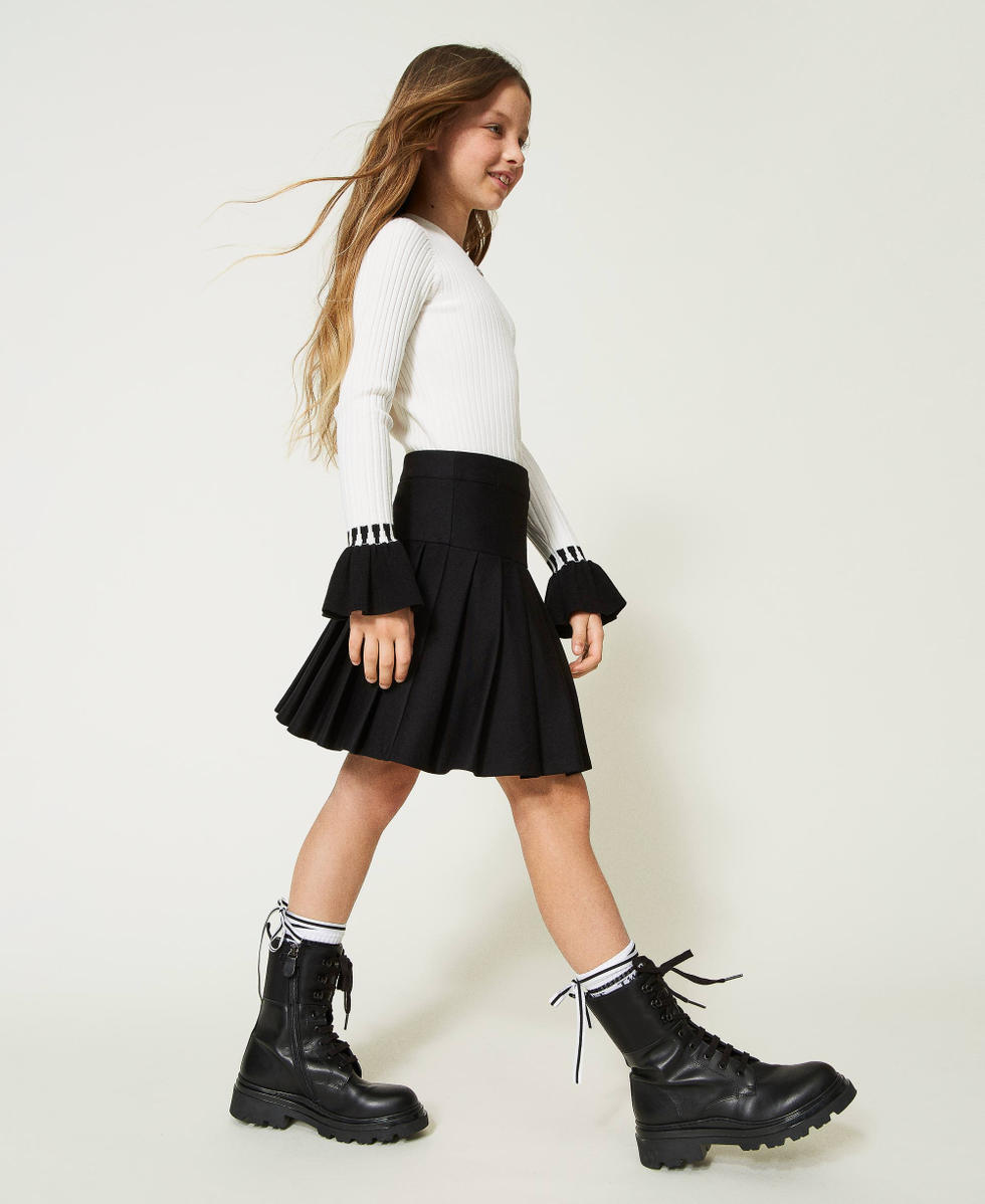 Gonna corta con pieghe Bambina Nero TWINSET Milano