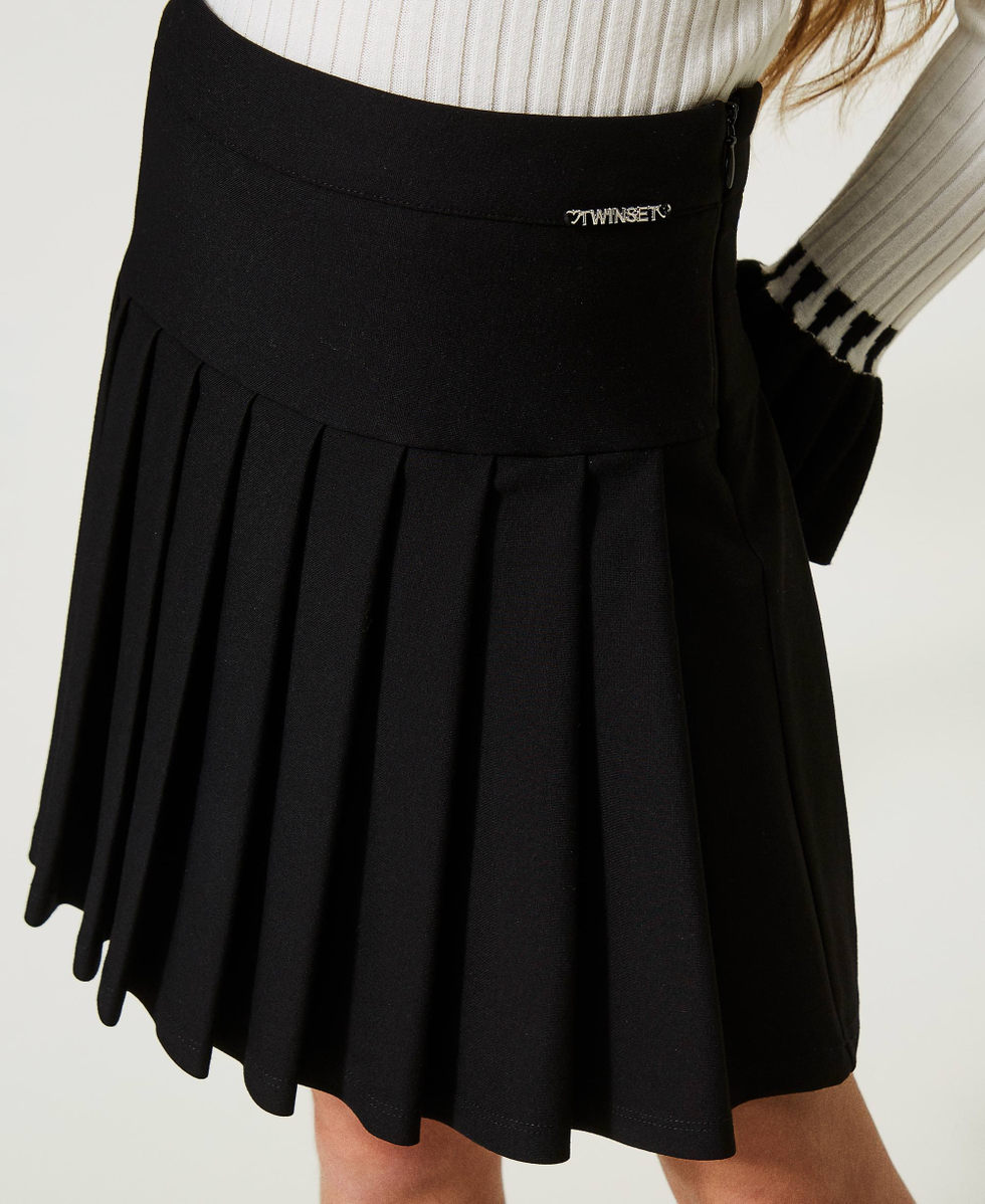 Gonna corta con pieghe Bambina Nero TWINSET Milano