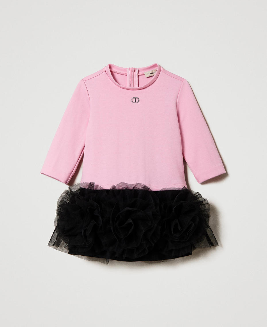 Short dress with tulle roses
