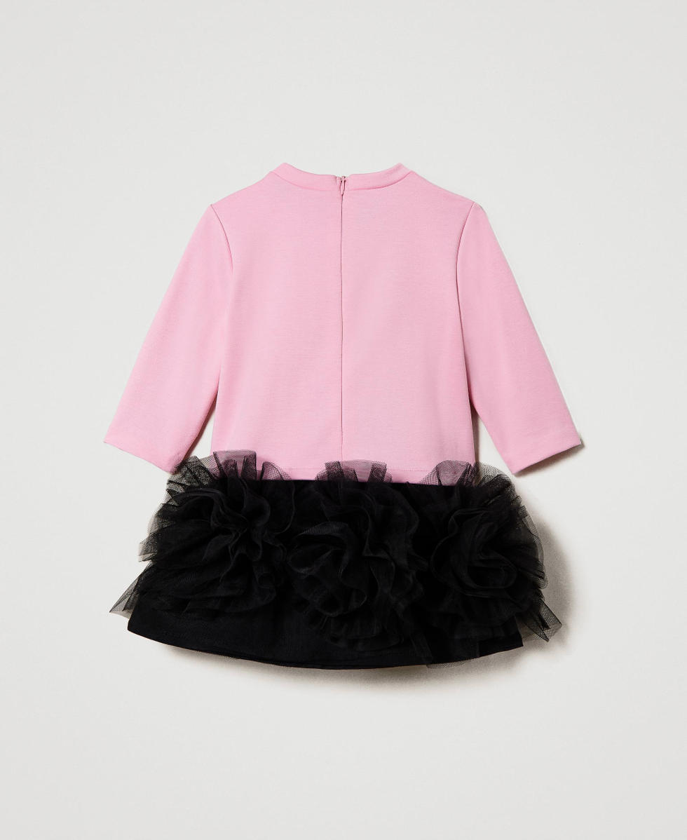 Short dress with tulle roses