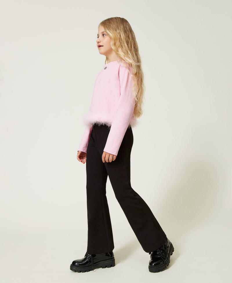 Flared trousers with Oval T logo Black Girl 232GJ2184-02
