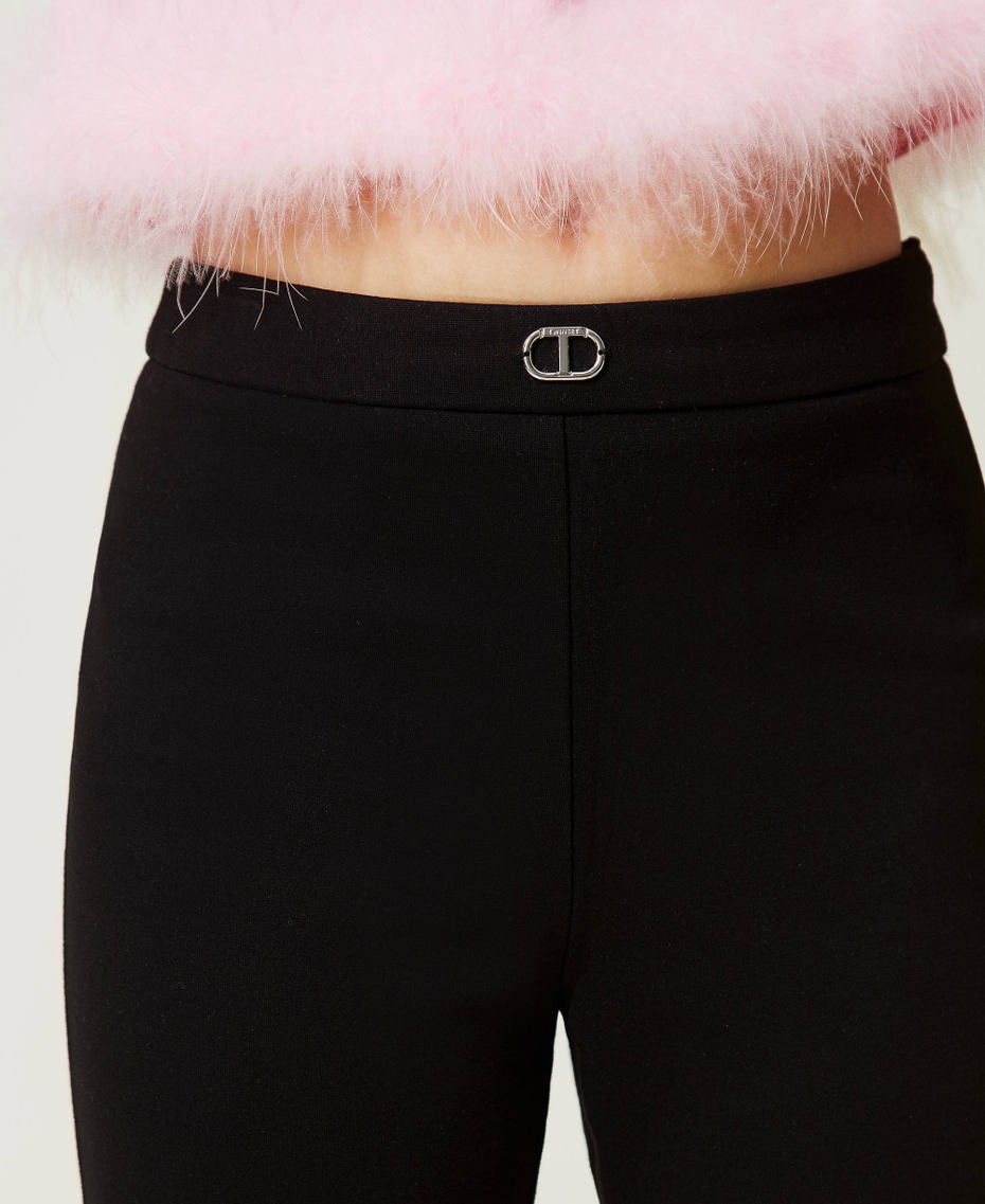 Flared trousers with Oval T logo Black Girl 232GJ2184-04