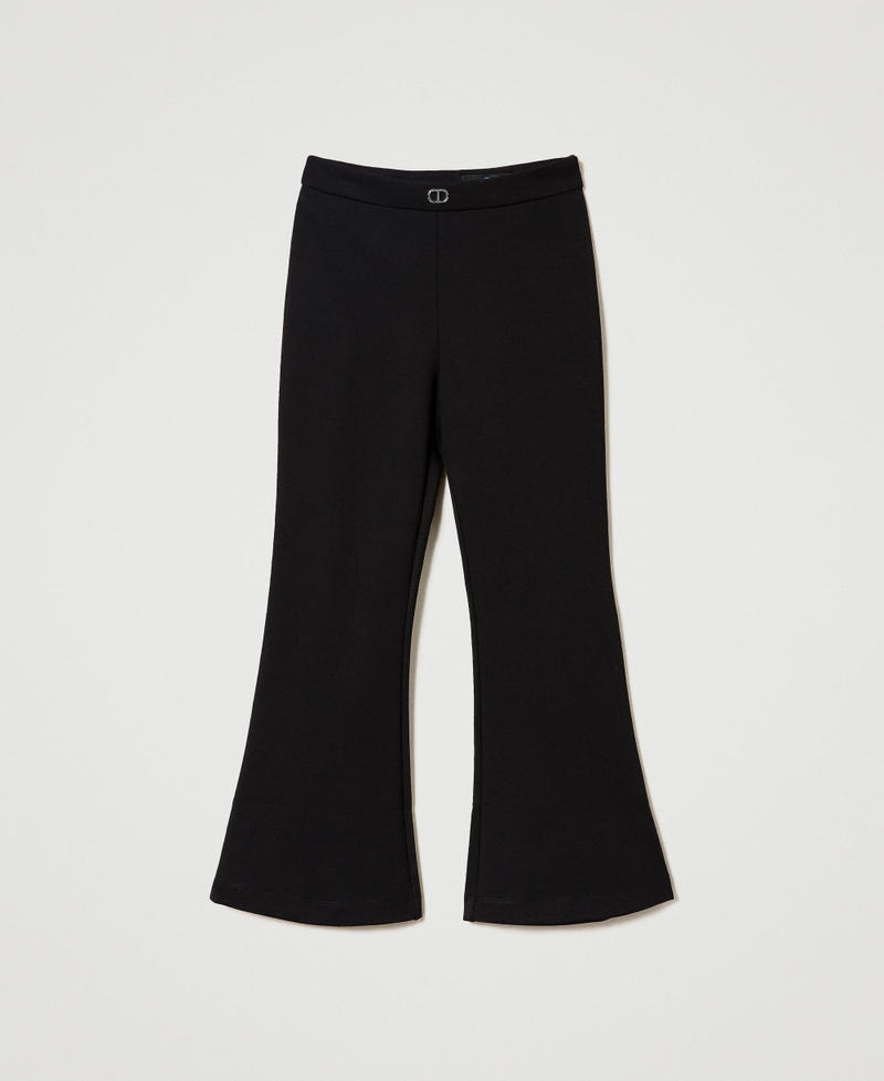 Flared trousers with Oval T logo Black Girl 232GJ2184-0S