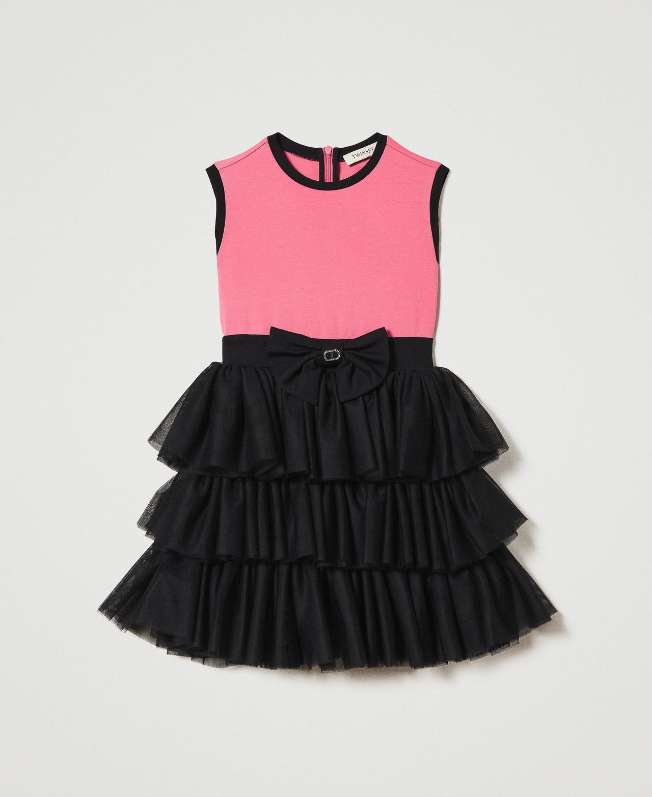 Short dress with tulle flounces