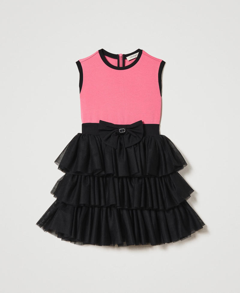 Short dress with tulle flounces