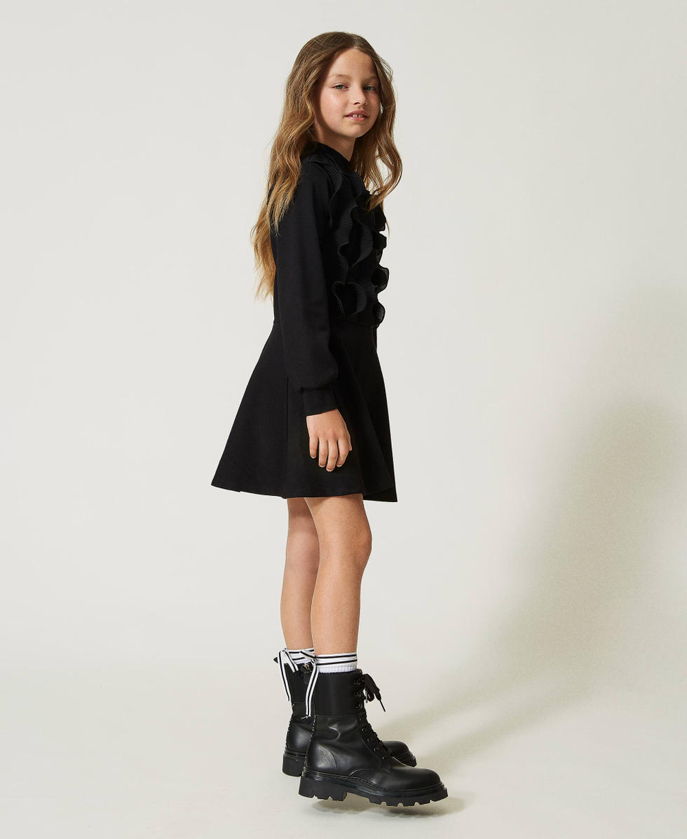 Vestido corto con volantes de georgette Negro Ni&ntilde;a 232GJ2186_00006_03