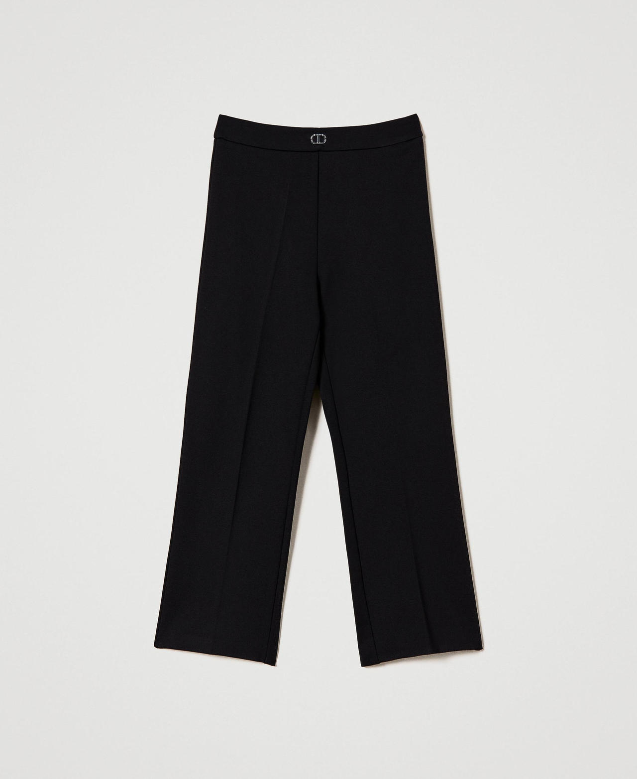 Straight trousers with Oval T logo Black Girl 232GJ2187-0S