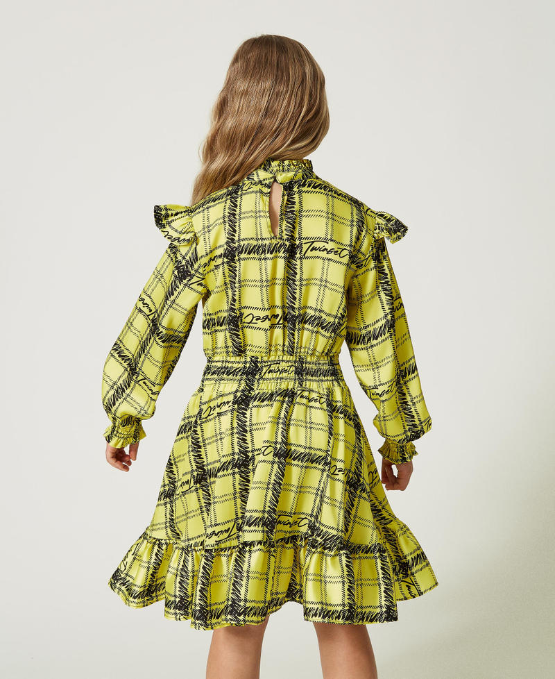 Robe courte en sergé avec imprimé à carreaux