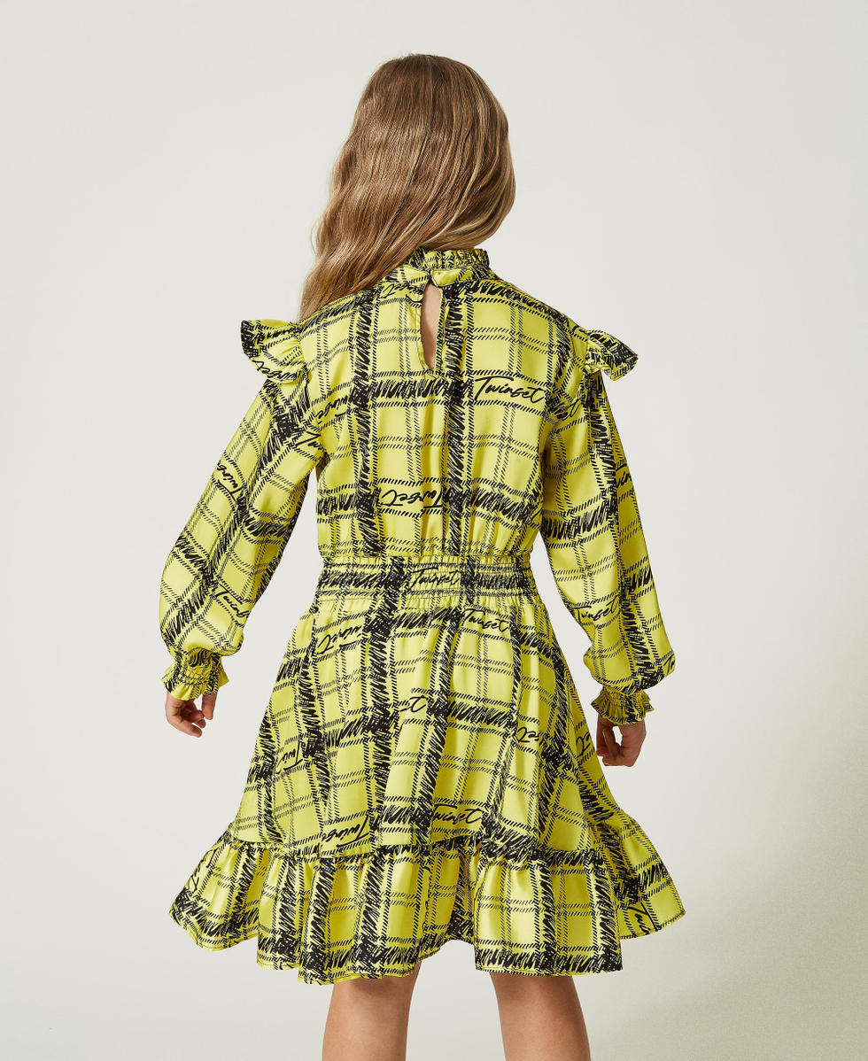 Robe courte en serge avec imprime a carreaux Fille Jaune TWINSET Milano