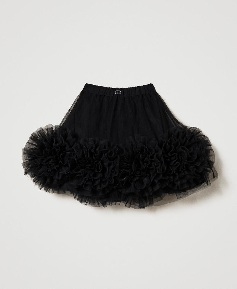 Short tulle skirt with roses Black Girl 232GJ2200_00006_S0