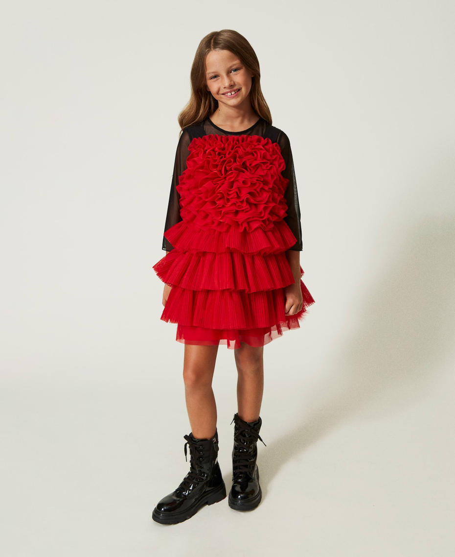 Ruffled dress and tulle t-shirt