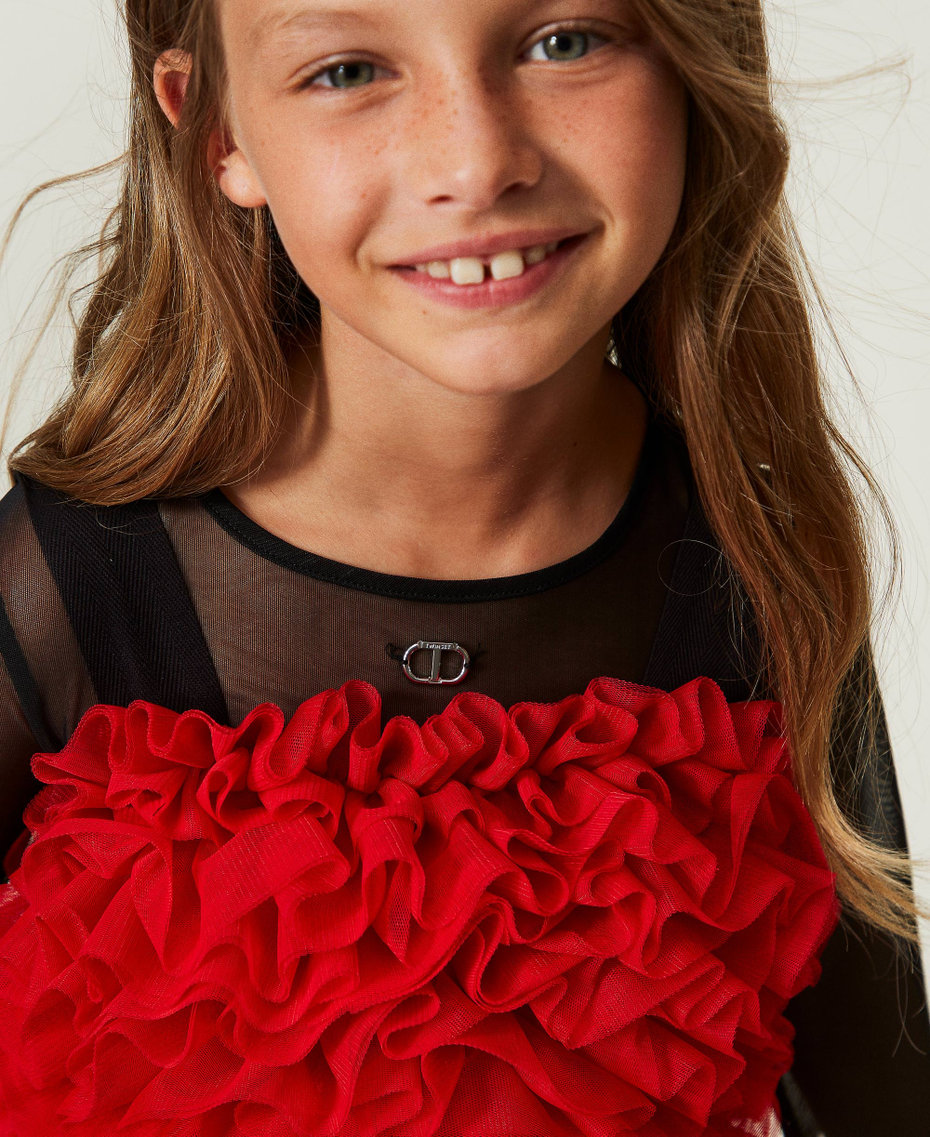 Ruffled dress and tulle t-shirt