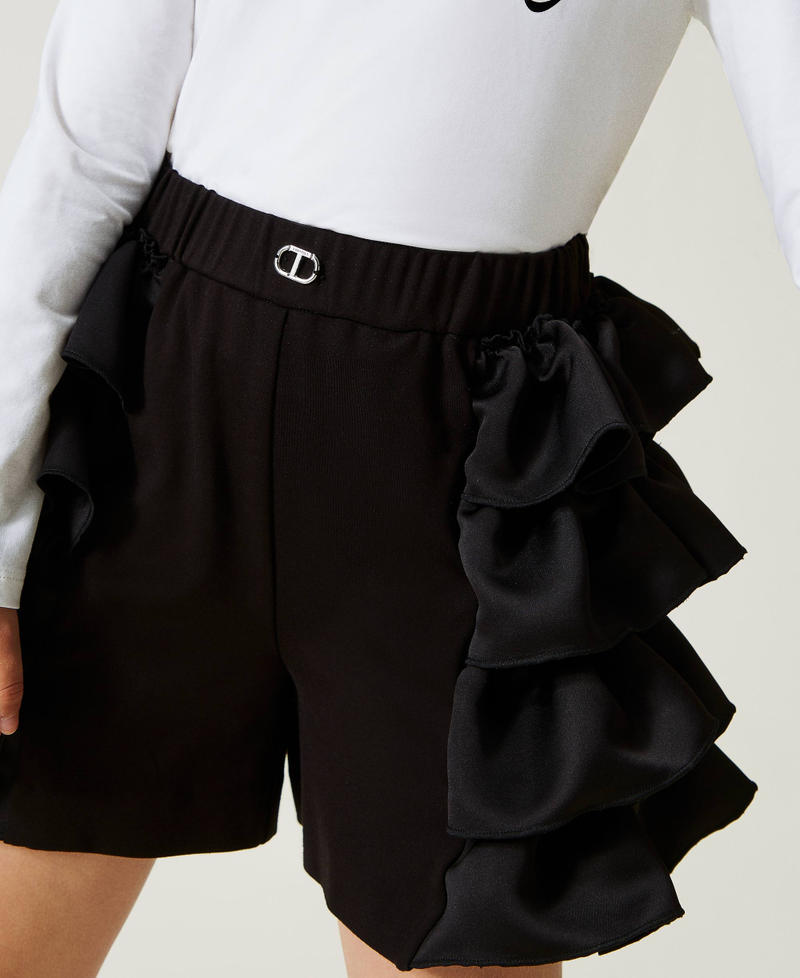 Shorts with duchesse flounces Black Girl 232GJ2211-04
