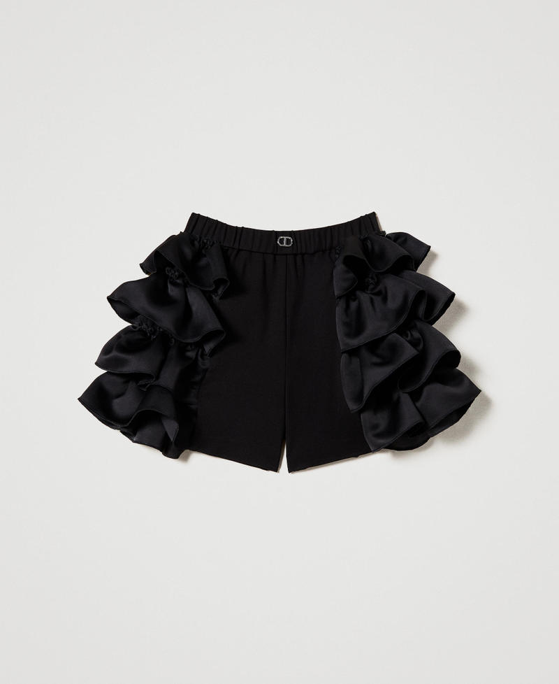 Shorts with duchesse flounces Black Girl 232GJ2211-0S