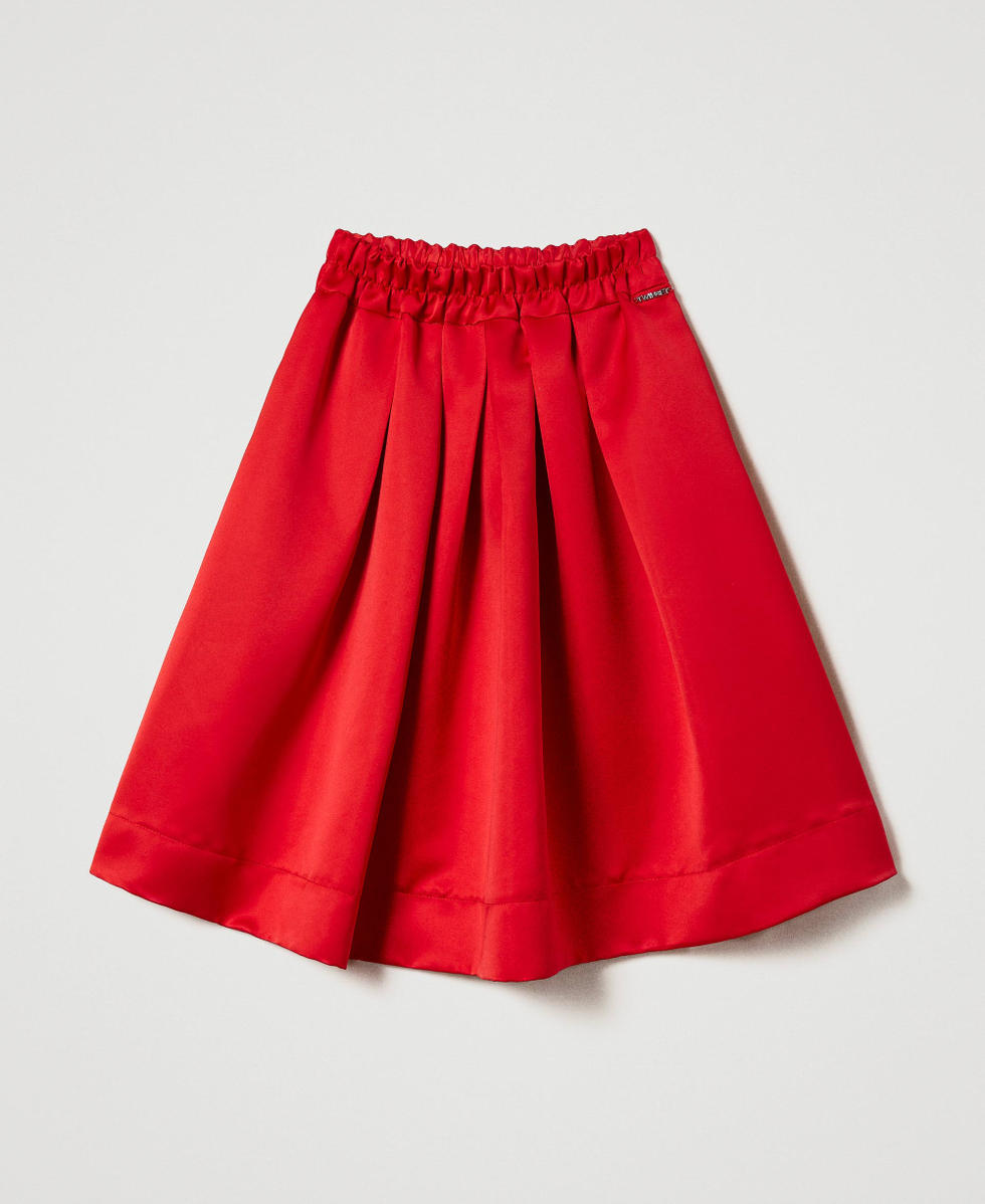 Jupe en satin duchesse avec plis Fille, Rouge