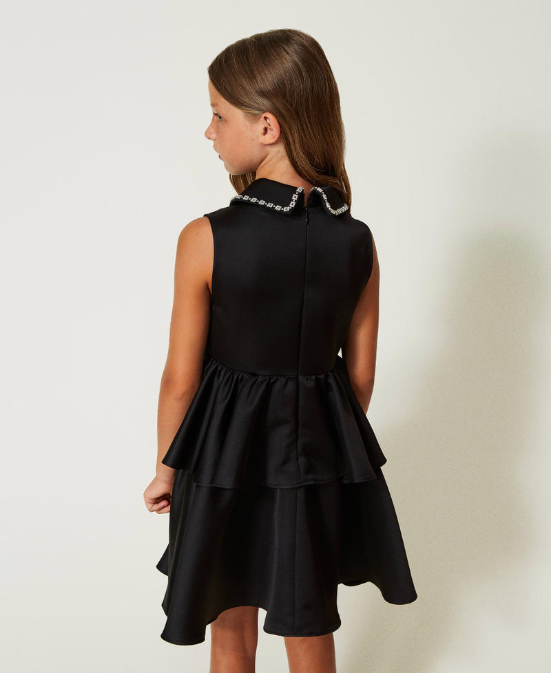 Short duchesse dress with bow Black Girl 232GJ2213-03