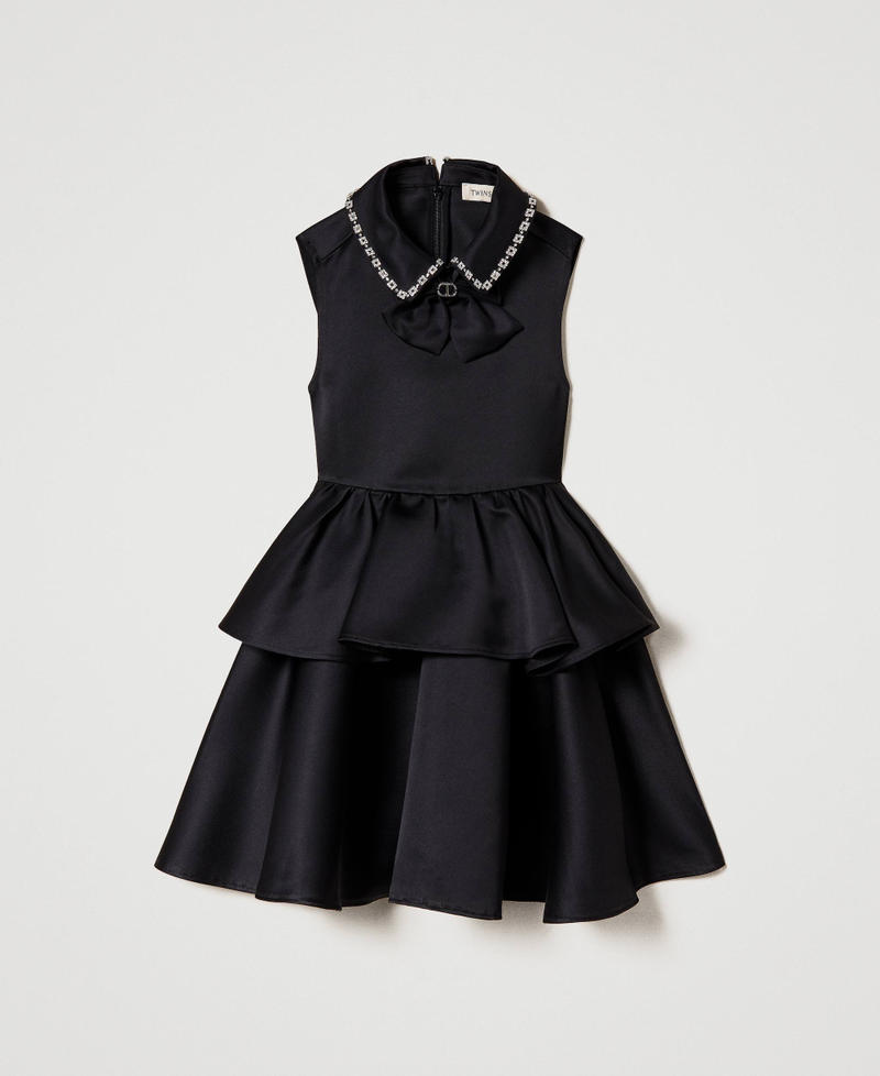 Short duchesse dress with bow