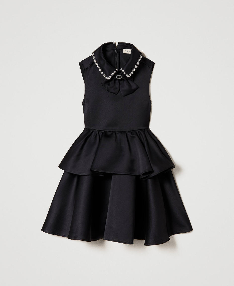 Short duchesse dress with bow