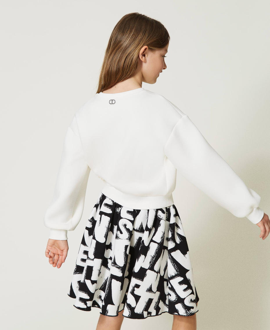 Short skirt with lettering print Black / Snow Logo Print Girl 232GJ2252-03