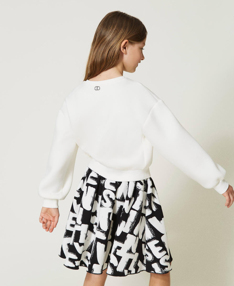 Short skirt with lettering print Black / Snow Logo Print Girl 232GJ2252_10930_03