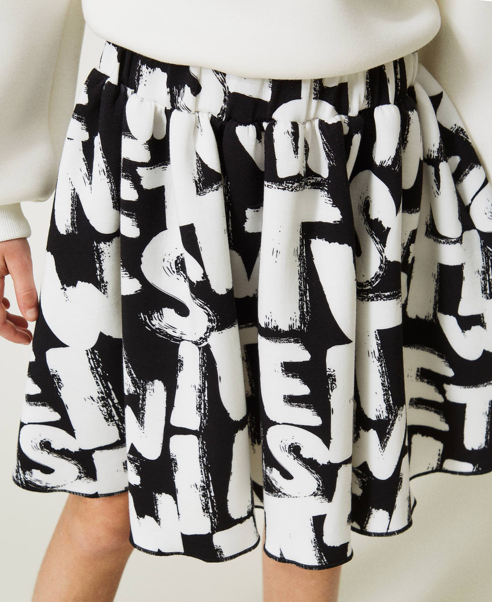 Short skirt with lettering print Black / Snow Logo Print Girl 232GJ2252_10930_04