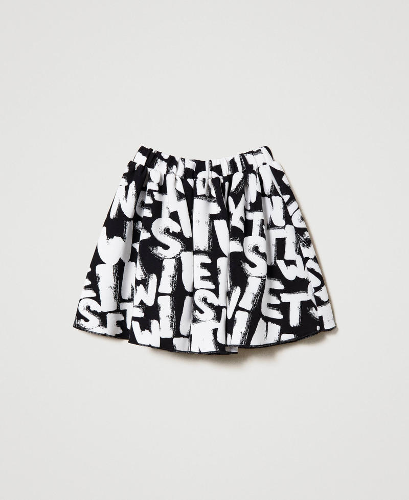 Короткая юбка с надписью-логотипом Принт Логотип Черный/Белоснежный Девочка 232GJ2252-0S