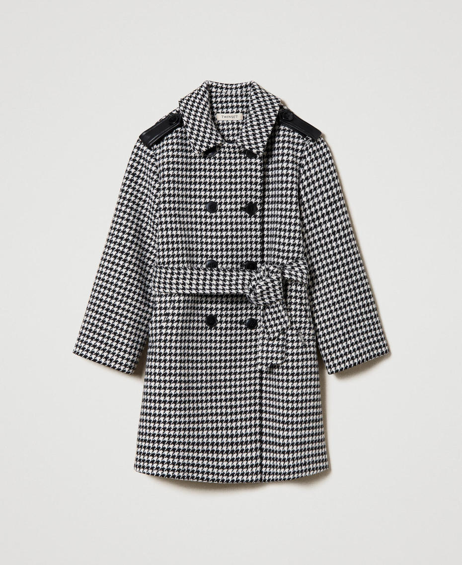 Houndstooth wool cloth coat